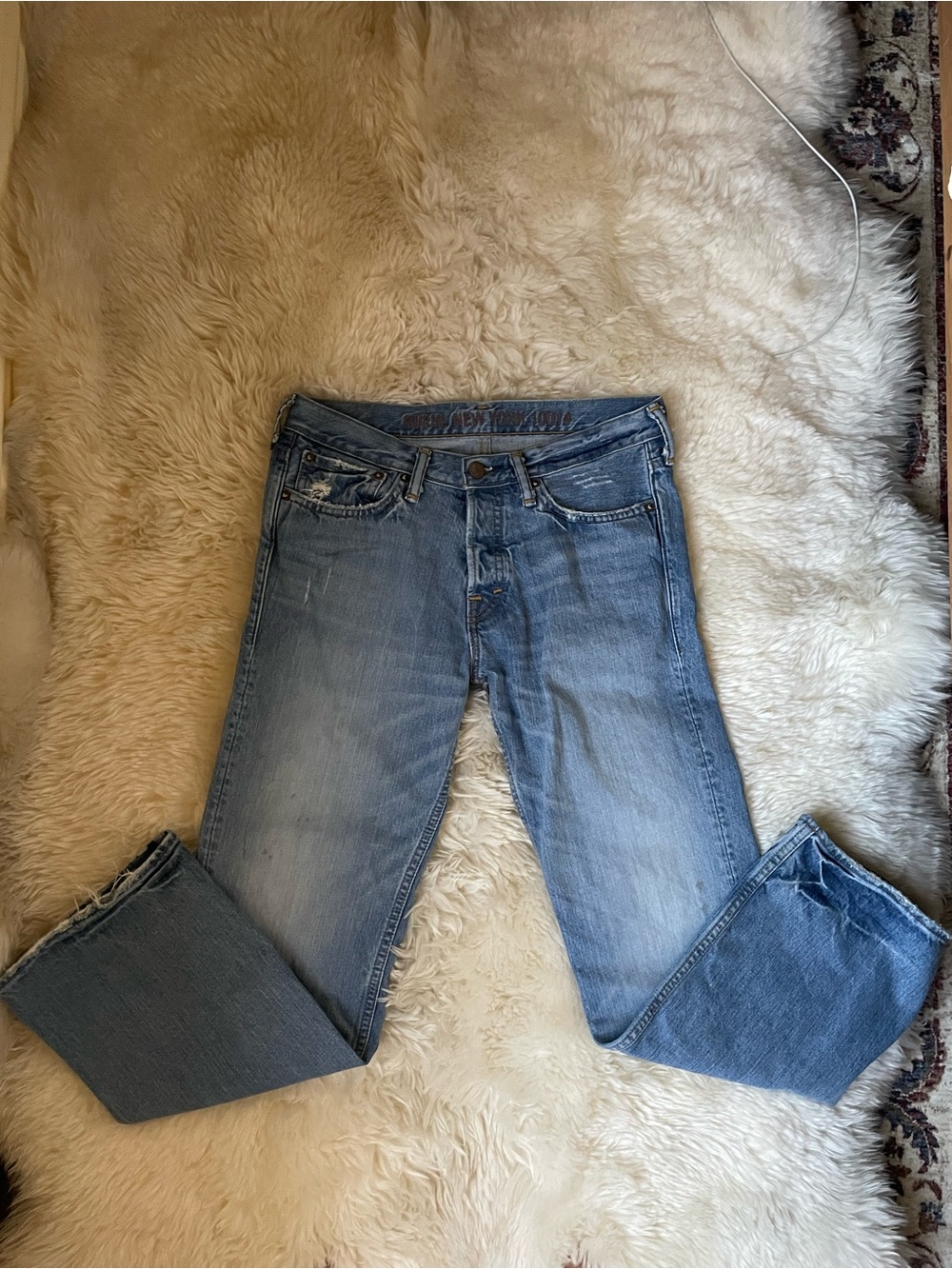 Vintage rare RUEHL No. 925 Mercer low rise bootcut light wash distressed jeans